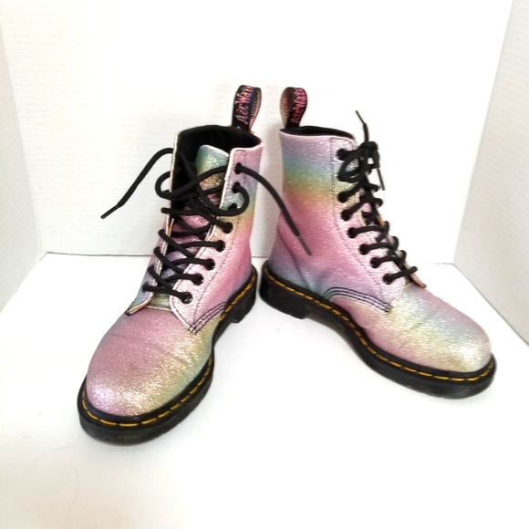 Dr. Martens 1460 Glitter Rainbow Boots. Size: 6. - Picture 11 of 15